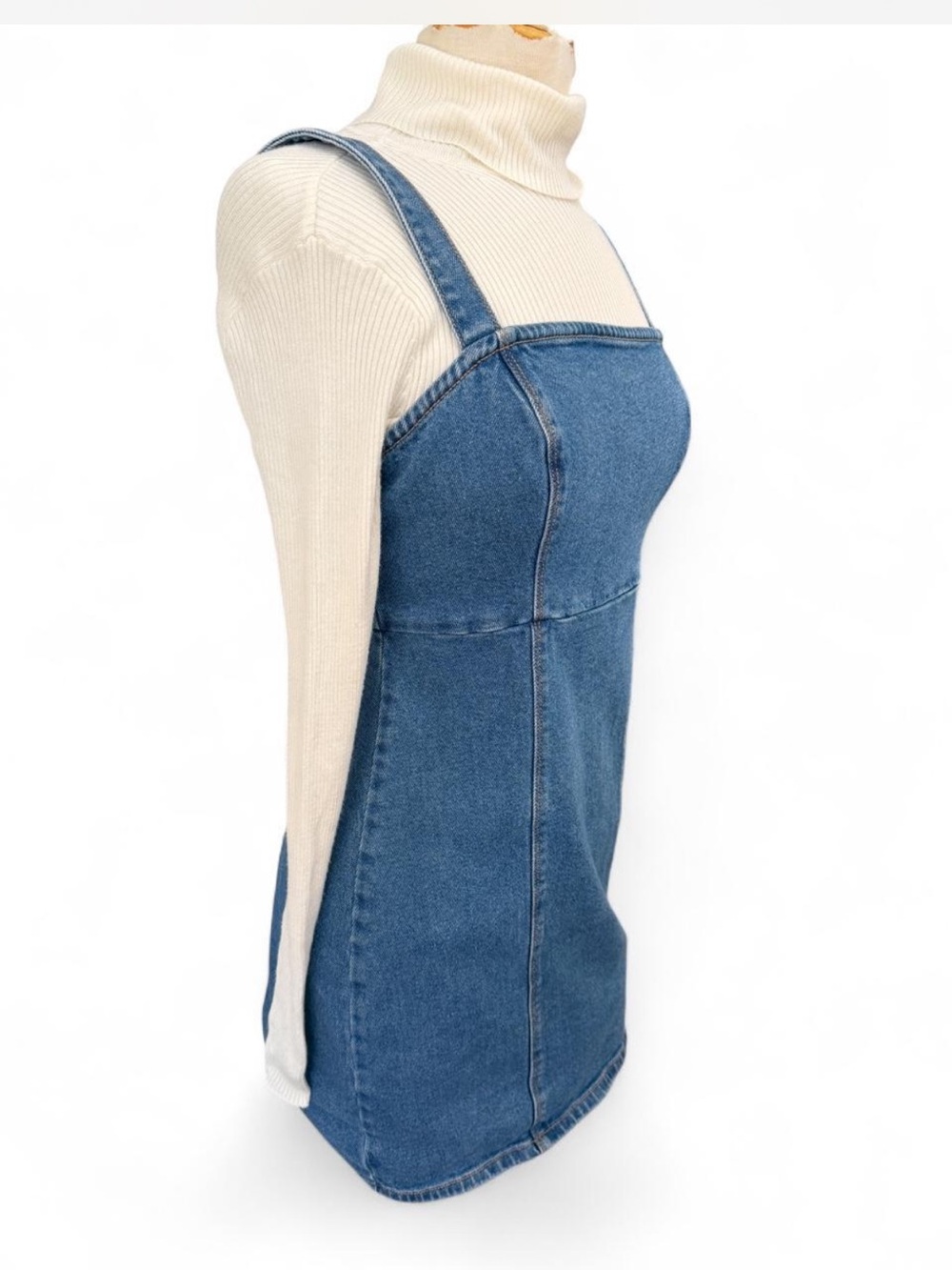 Hollister Medium Wash Stretch Denim Jumper Mini Dress Size M
